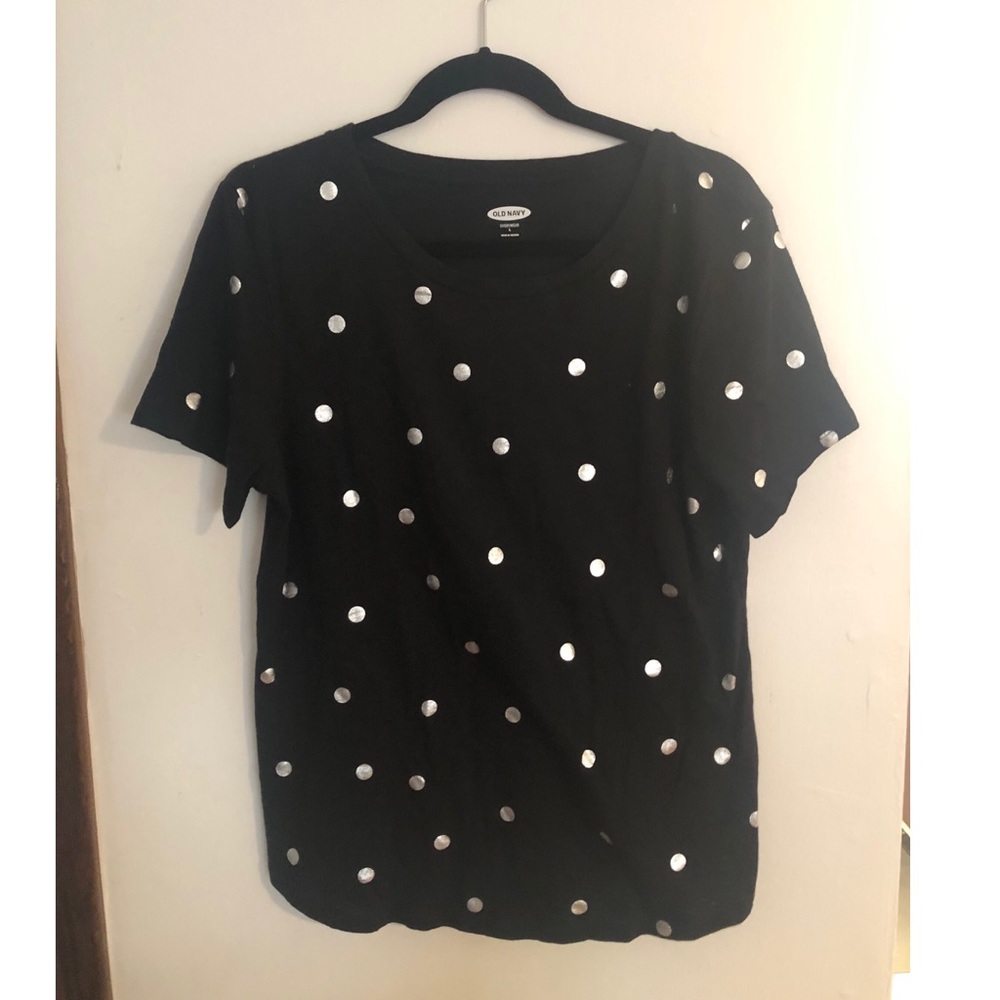 Old Navy Black and Silver Crew Neck Tee